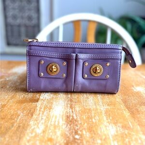 Marc By Marc Jacobs Vintage Purple Wallet with Gold Turn Lock Hardware